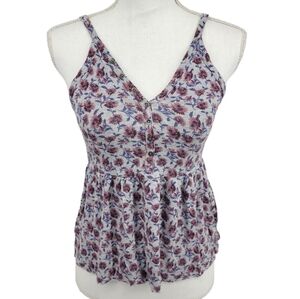 American Eagle Soft & Sexy Gray and Purple Floral Top Size S‎
